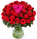 60 Rosen „Herzschlag“ | Rosenstrauß in Rot & Pink mit Rosenherz